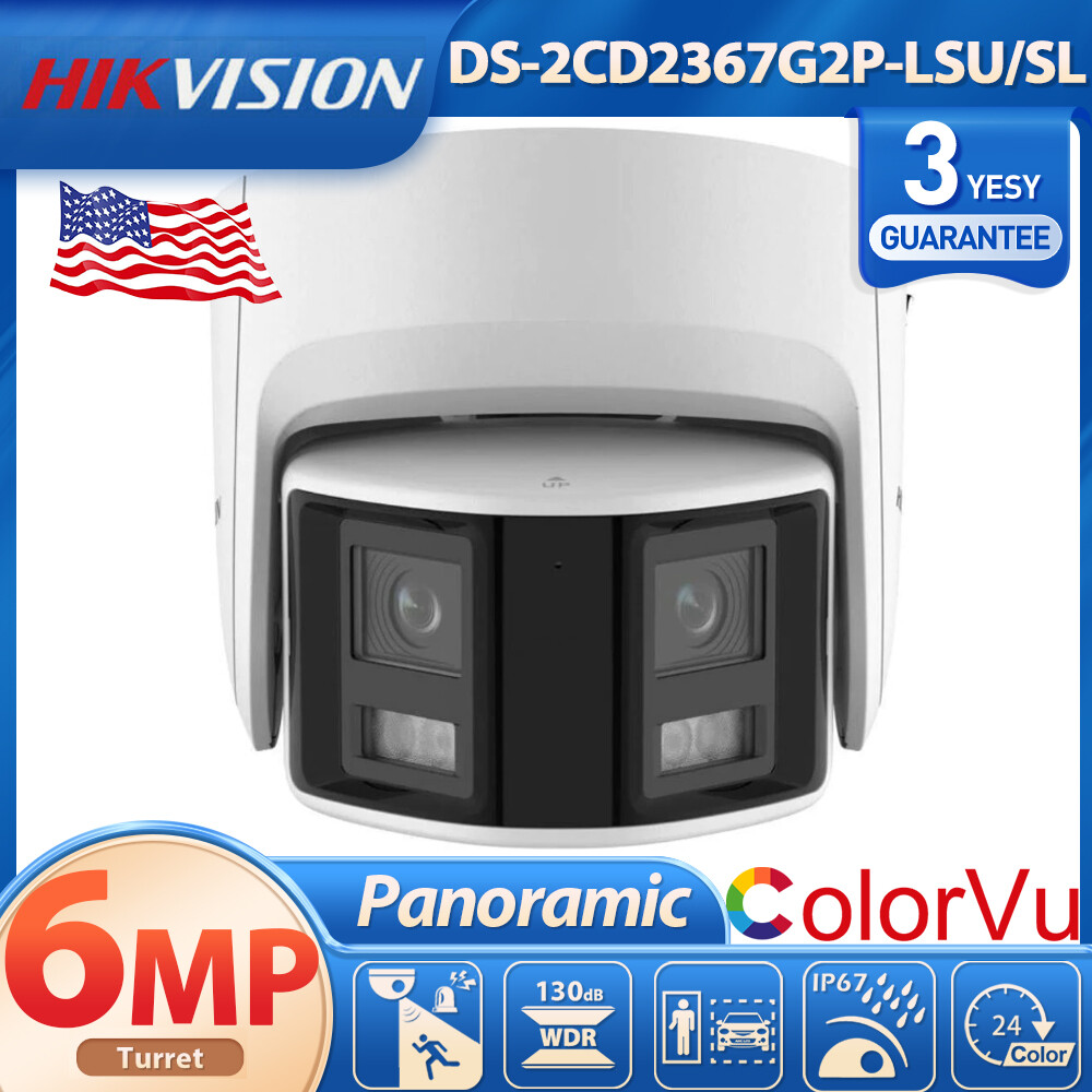 Hikvision 6MP ColorVu 180° Panoramic Camera DS-2CD2367G2P-LSU/SL PoE 2 Way Audio