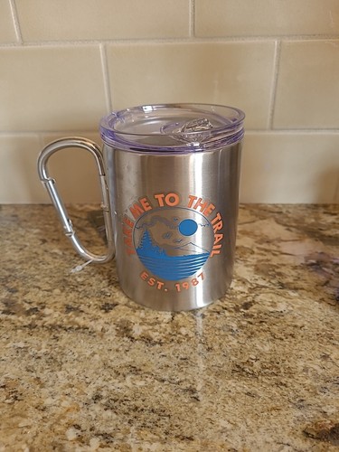 Ozark Trail Mug Stainless Steel 17oz Lid Folding Carabiner Handle Camping Hiking