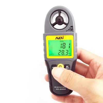 Thermometer Air Wind Speed Velocity Flow Anemometer Bar Graph °C °F ...