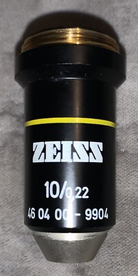 Carl Zeiss Germany Microscope Lens Objective 10x 10/0,22 46 04 00 - 9904 Yellow