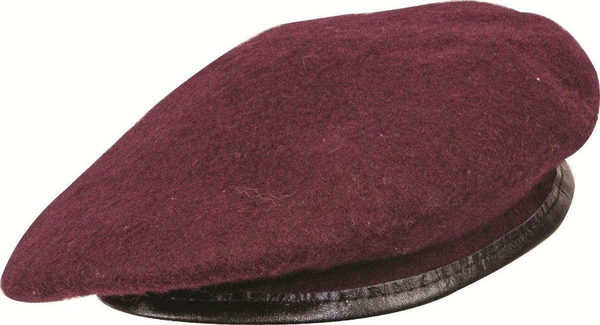 AYPOW Wool Beret Cap For Men Women Military Style With Leather Trim - Adjustable, One Size