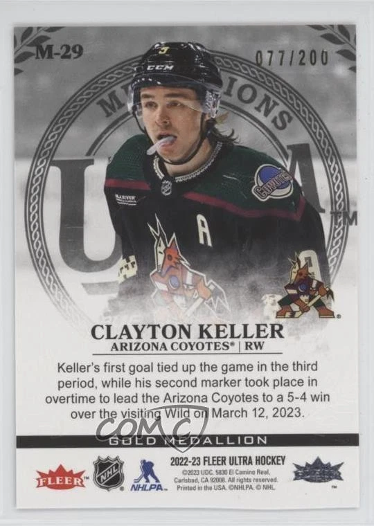 2022-23 Upper Deck Fleer Ultra Medallions Gold /200 Clayton Keller #M-29 - Image 2 of 2