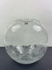Large Clear Blenko Crackle Glass Rose Bowl Vase 10"