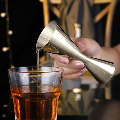Edelstahl Cocktail Jigger Doppelmaß Messbecher 30/60 ml Bar Shot Silber