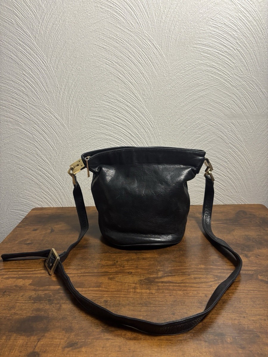 Vintage PERLINA New York Luxurious Black Leather Hobo Bag 