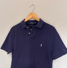 Polo Ralph Lauren Polo Shirt Mens Size Medium Custom Slim Fit Navy Blue