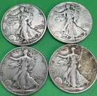 *4* US MINT -1943, 1944, 1945, 1946  "WALKING LIBERTY" 90% SILVER HALF DOLLARS