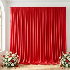 Red Backdrop Curtain 10x10FT Wrinkle Free Polyester Drapes Set 2 Panels