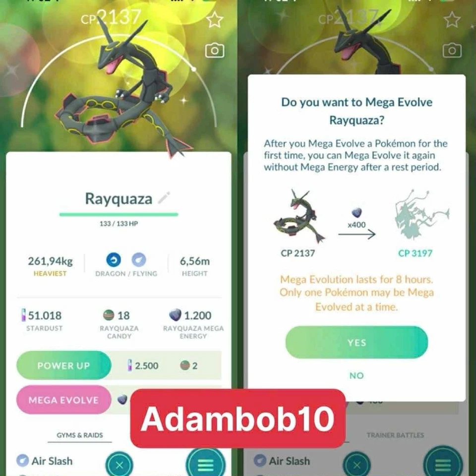 Pokémon Go - Shiny Rayquaza with Dragon Ascent - Mini PTC Or Trade 20K Stardust