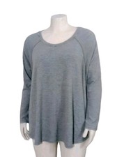 Tommy Hilfiger Sport Top XXL Gray White Striped Stretch Knit Long Sleeve Soft