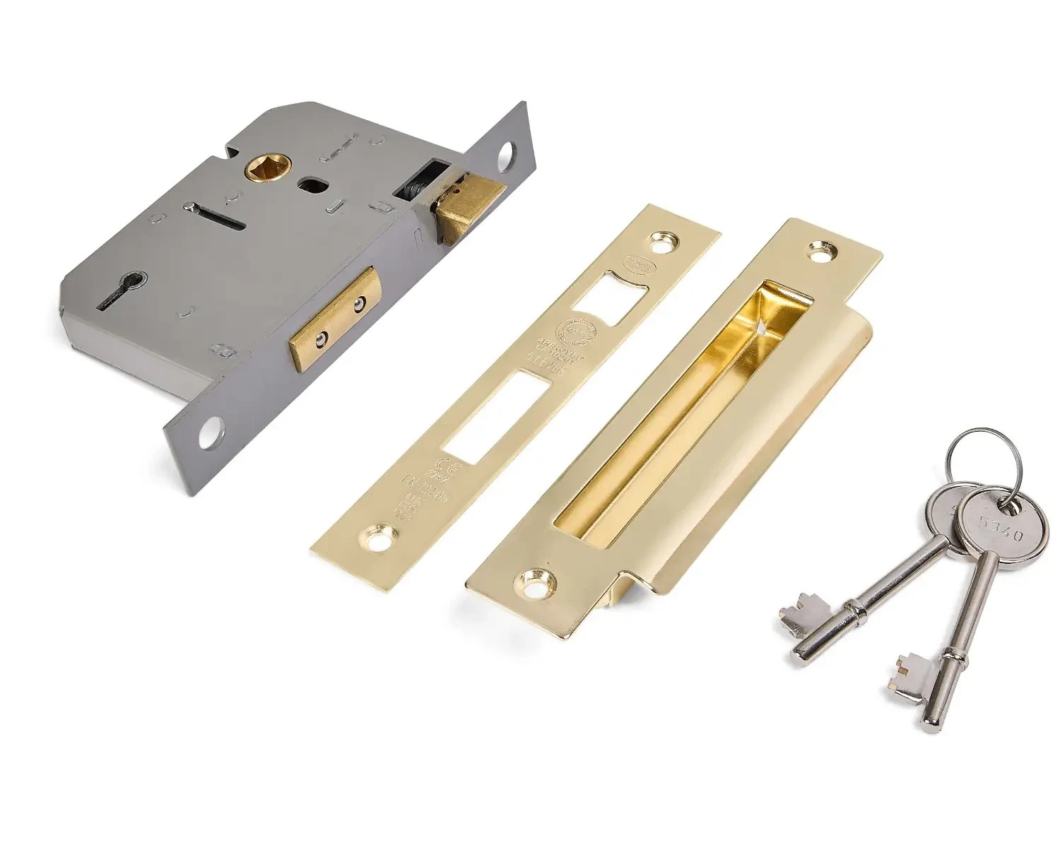 5 Lever Sashlock - UKCA/CE Certified - Fire Tested - 76mm - Polished Brass