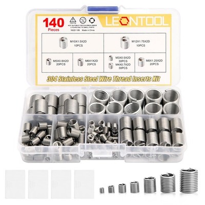 140Pcs Helicoil Thread Repair Insert Kit Stainless Steel M3-M12 Set