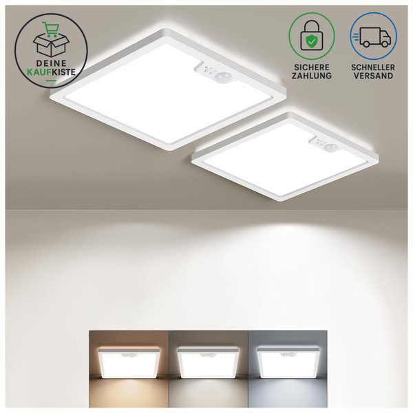LED Deckenleuchte 18W Mit Bewegungsmelder Warmweiß Neutralweiß Kaltweiß 2 StüCk-image