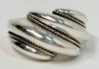 Vintage Tiffany & Co. Sterling Silver 14K Yellow Gold Shrimp Dome Ring Size 7