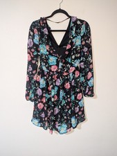 Express Black Floral Mini Ruffle Trim Dress Size 2