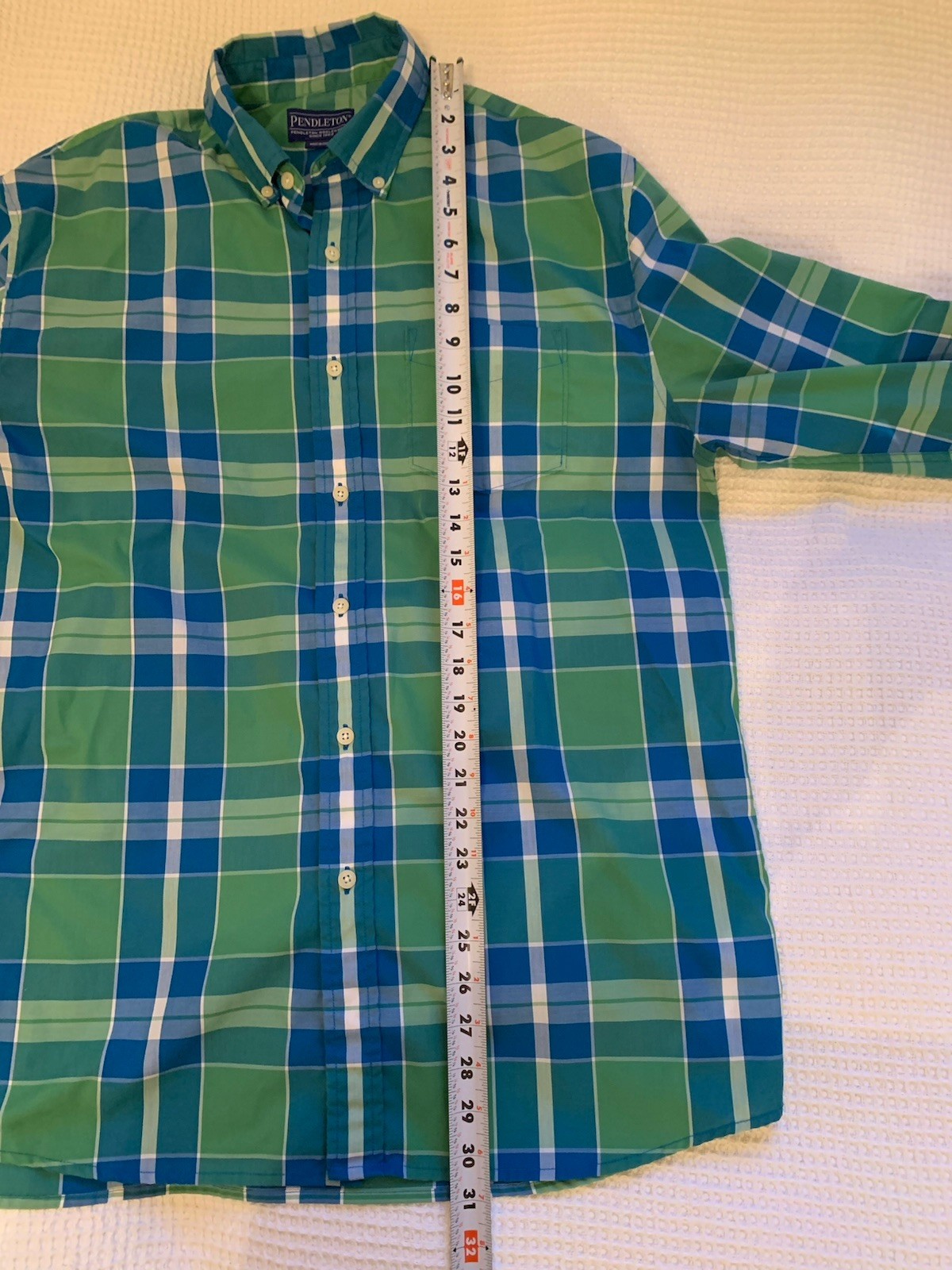 Pendleton Mens Button Down Shirt Large Plaid Gree… - image 8