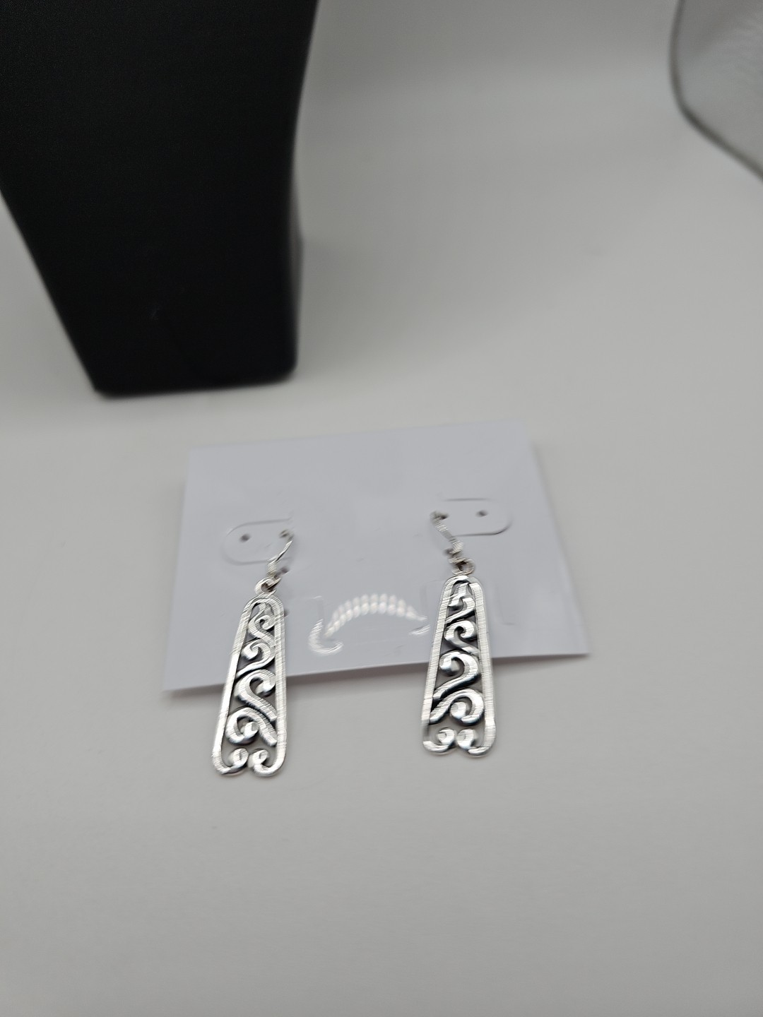 Sterling Silver Scroll Design Dangle Earrings - image 1