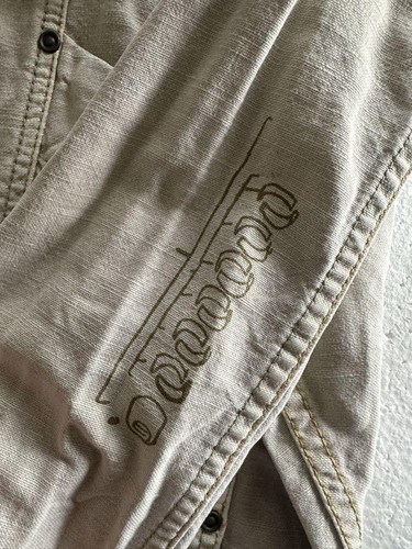 Diesel Custom Design Linen Blend Trucker Jacket Light Khaki Size L - Picture 6 of 13