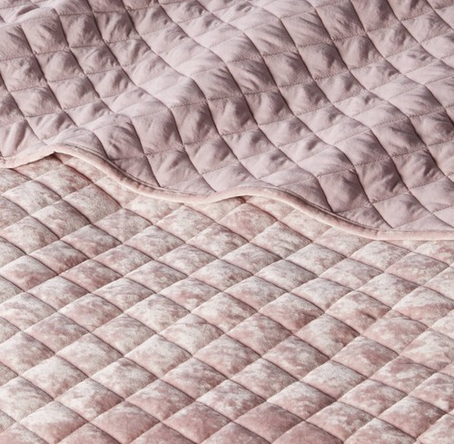🏯 THRES Full/Queen Luxe Diamond Stitch Velvet Quilt Mauve🆕AS SHOWN - Picture 6 of 7