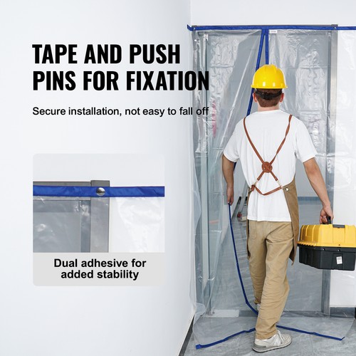 VEVOR Porte Anti-Poussière Barrière Anti-Poussière Fermeture Magnétique 2,6x1,5m - Foto 5 di 12