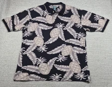 Kailua Bay Resortwear Polo Shirt Mens 2XL Black Pineapple Hawaiian Aloha Print