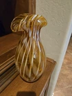 Vtg Murano Fratelli Toso Gold Stripe Italian Art Glass Vase