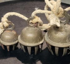 Antique Tribal Bronze Livestock Bell Set Camel/Goat Bells on Rope Beautiful Tone