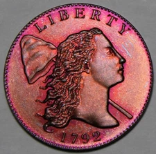 Daniel Carr 1792 Cap and Pole Large Cent, Lightly Handled, Red-Brown, 13 made.