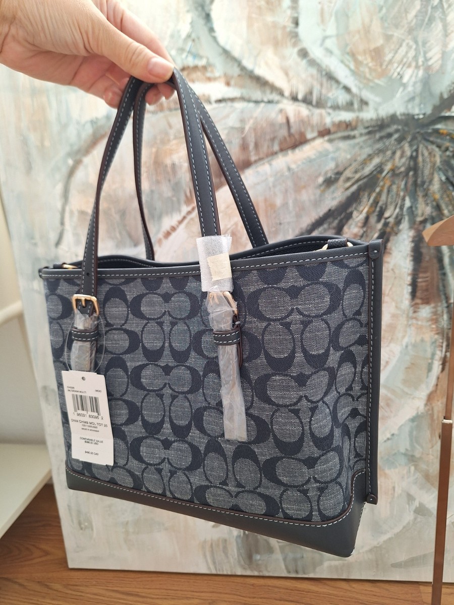 NEW COACH MOLLIE TOTE 25 IN SIGNATURE CHAMBRAY (CH228)GOLD/DENIM