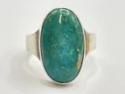 Beautiful Vintage Silver Hallmarked London 1976 Turquoise Chunk Ring Size T
