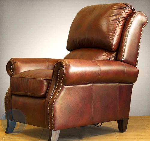 New Barcalounger Churchill II Genuine Art Burl Leather Recliner Lounger Chair