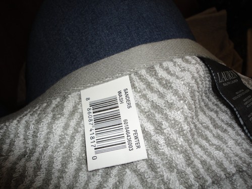 RALPH LAUREN SANDERS PEWTER STRIPES (2PC) SET WASHCLOTHS FACE CLOTHS 13X13" - Picture 5 of 6