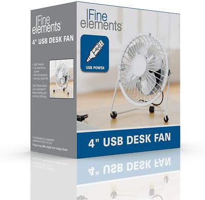 Fine Elements COL1263 4'' Tischventilator, Tragbarer 2,5W Tischventilator Weiß