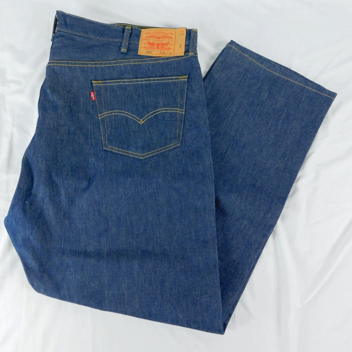 Levis 501 Men Denim Blue Jeans W 48 L 34 Button Fly Big Tall | eBay