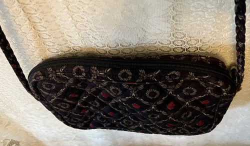 Vera Bradley Umhängetasche gesteppt Baumwolle schwarz rot Paisley Crossbody - Bild 6 von 10