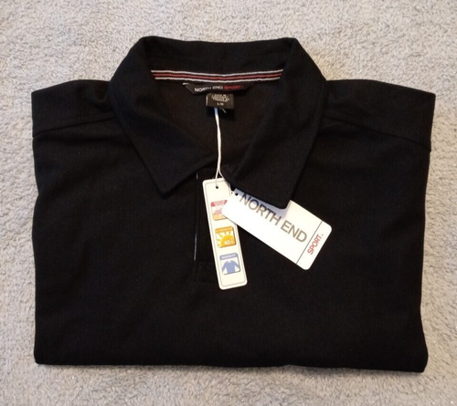 Men's NORTH END SPORT black & white SS moisture wicking UV pro polo shirt L NWT - Picture 5 of 5