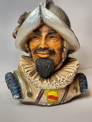 Vintage Spanish Conquistador Chalkware Bust Universal Statuary