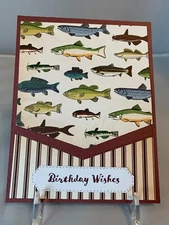 Stampin Up Card Kit Set Of 4 "Happy Birthday" cards #5a - Fishing