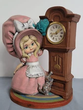 Vintage Byron Molds Girl Dusting Grandfather Clock #SH1