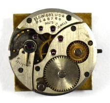 Vintage Elgin Manual Wind 17J 683 Wrist Watch Movement lot.fg