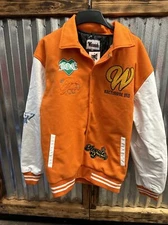 Waaah Baltimore MD Orange White Leather Varsity Jacket Elevate Yourself Size 3xl