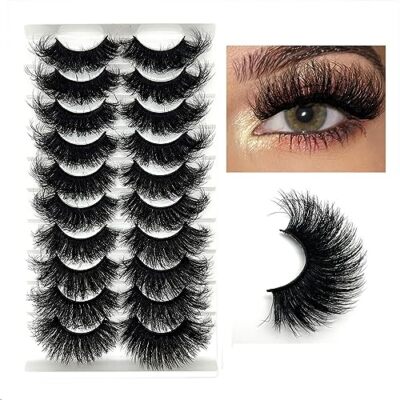 Mink Lashes Fluffy Wispy Cat Eye Dramatic 3D Lashes Mink Full Lashes |16-20mm