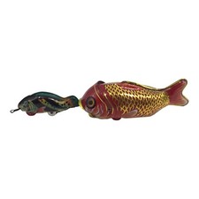 Whale Eating Fish Tin Toy Working Mechanical Retro Vintage Style Metal China