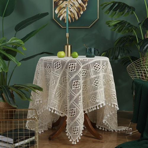Handmade Crochet Tablecloth Table Cover Lace Round/Square Dining Party Christmas - Picture 6 of 24