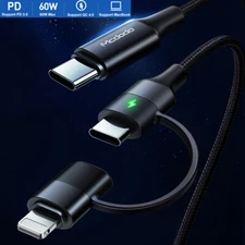 60W USB-C to Type-C Cable Charger Cord for iPhone 16 15 14 13 12 Samsung S25 S24