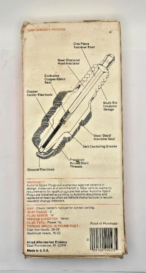 Bujías Autolite Nº 75 punta estándar NOS 8 pack núcleo cobre Foto 2 de 2