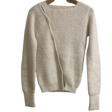 JACQUEMUS LA MAILLEPAU Asymmetrical Knit Sweater, Size 34, White Women USED
