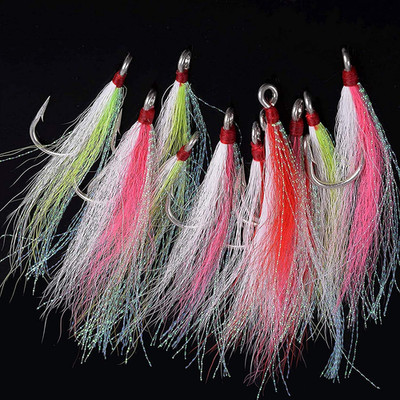 Bucktail Teasers Fishing Hooks Saltwater Flounder Rig Fishing Hooks Stainless