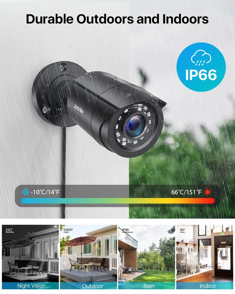 2.0MP 1080p 1920TVL Outdoor Indoor Security Camera,Hybrid 4-in-1 TVI/CVI/AHD/... - Image 3 of 4
