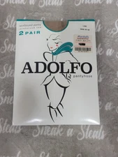 Adolfo Reinforced Pantyhose 2 Pair Pack Size Long